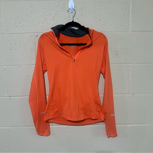 NIKE women’s workout athletic shirt 1/4 zip orange super soft dri-fit - Picture 2 of 5